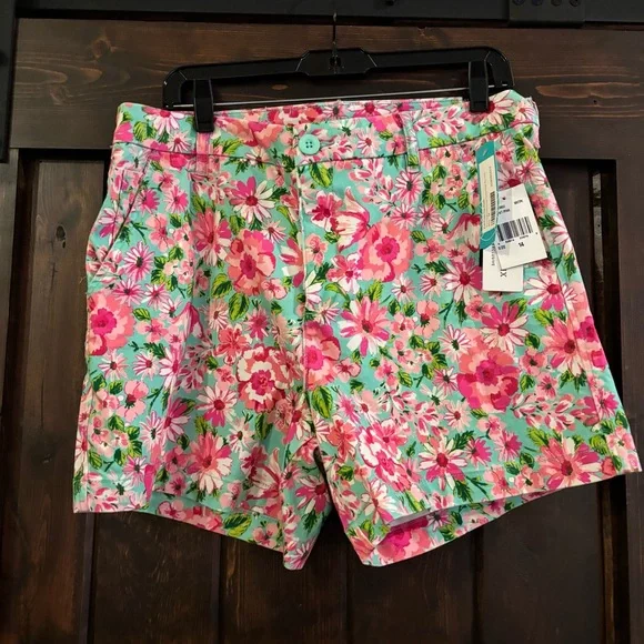 NWT Kut from the Kloth Pink and Green Floral Women's Shorts 14 - Picture 1 of 7